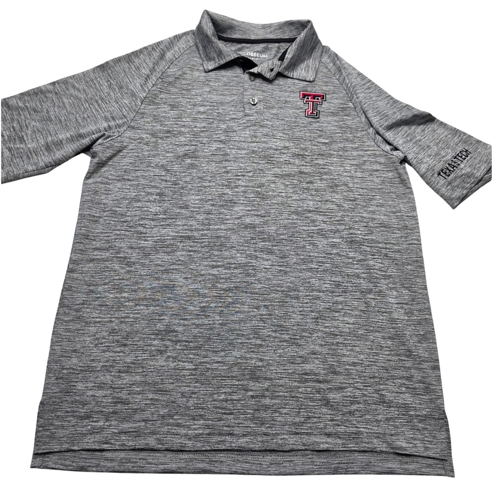 Colosseum Texas Tech Red Raiders Mens Small Gray Heather Performance Polo Shirt